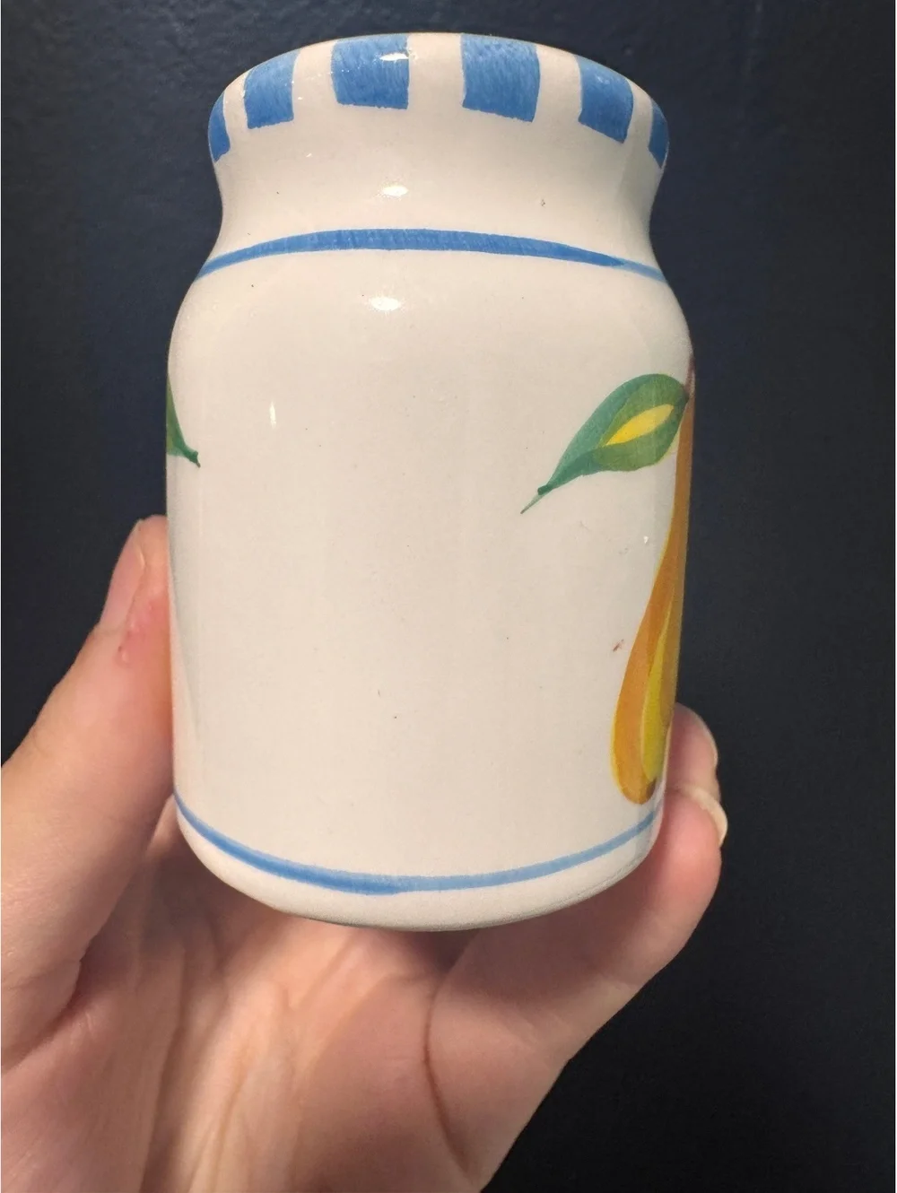 Hand-Painted Ceramic Napkin Holder and Salt & Pepper Shakers with Fruit Motif